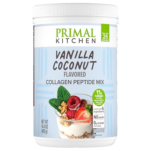 Primal Kitchen Collagen Fuel Protein Mix, Vanille Kokosnuss – milchfreie Kaffee-Creamer & Smoothie Booster – unterstützt gesundes Haar, Haut, Nägel und Gelenke, fördert die Muskelreparatur Primal Kitchen Collagen Fuel Protein Mix, Vanille Kokosnuss – milchfreie Kaffee-Creamer & Smoothie Booster – unterstützt gesundes Haar, Haut, Nägel und Gelenke, fördert die Muskelreparatur