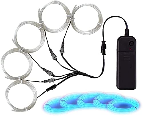 Image of MaxLax EL Wire Ice Blue, Neon Wire Light 5 in 2 Meter, Electroluminescent Wire for Halloween Decoration, Christmas Party, DIY Decoration