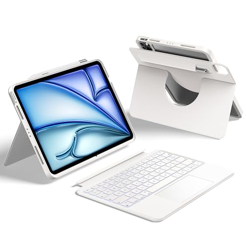 Ya en manzanajugosa.com: HOU Teclado Giratorio para iPad Air 11 (M3/M2) 2025, Funda Magnética Desmontable con Teclado para iPad Pro 11 (4ª/3ª/2ª/1ª) e iPad Air (7ª/6ª/5ª/4ª),con Panel Táctil, Retroiluminación,Español Ñ-Blanco