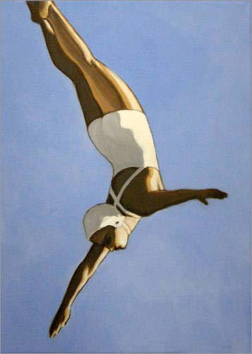 Turmspringen Poster von Sarah Morrissette Wandbilder für jeden Raum 90 x 120 cm Blau Mode Wanddeko Cover