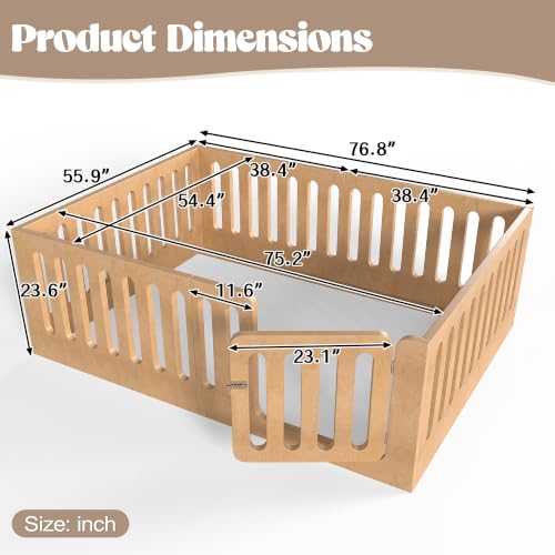 Image of Bellemave Full Montessori Floor Bed Frame,Natural