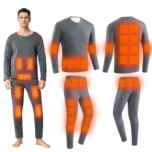 Heated Underwear Set for Men Women, Thermal Shirt and Warm Pants with 30 Heating Zones, Winter Cold Weather Base Layer Set