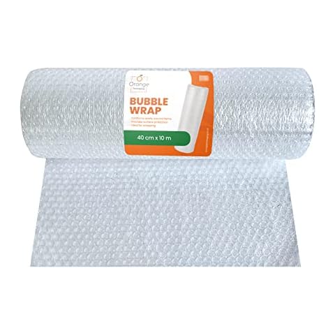 Orange Packaging Bubble Wrap - 40cm x 10m - Roll of Bubble Wrap for Moving House Essentials - Protective Bubble Wraps for Packaging, Home and Office Removals - 1 Bubble Wrap Roll Cover