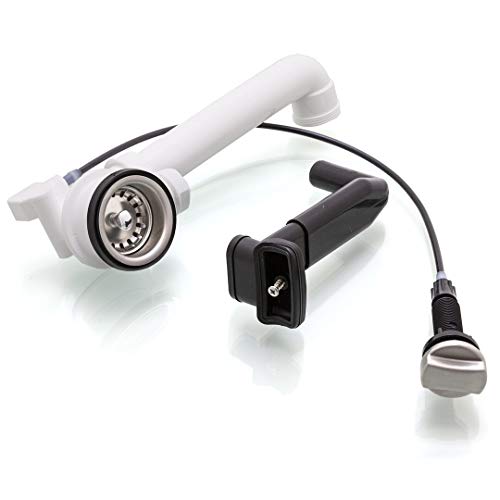 Spülenablauf 1 1/2" mit Überlauf Siebkorbventil 70 mm Ablaufgarnitur EXA15-R-10-1-8 mit Drehexcenter Edelstahl gebürstet einige Teka und Blanco Spülen Cover