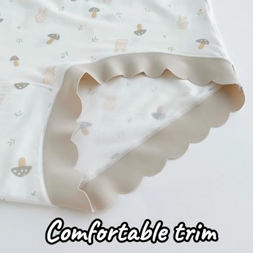 Cute Modal Cartoon Underwear for Teen Girls Ruffled Trim Wide Waist Mid Rise Panties Cool Briefs Summer 5-Pack4