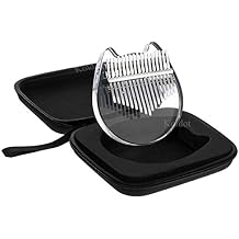 Clear Kalimba 17 Keys Engraved With Notes Cat Shaped Thumb Piano Solid Finger Piano Clear Body Cute Crystal Acrylic Kalimba With Tuning Hammer Hard Case Gifts