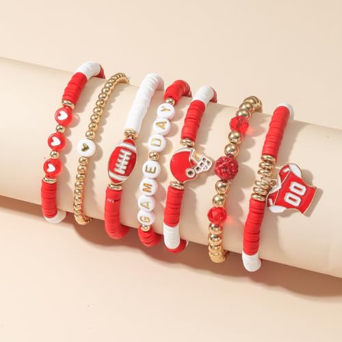 Artlunar Game Day Football Charm Bracelet: Stackable Sports Jewelry for Moms & Dads - Perfect for Football Fans2