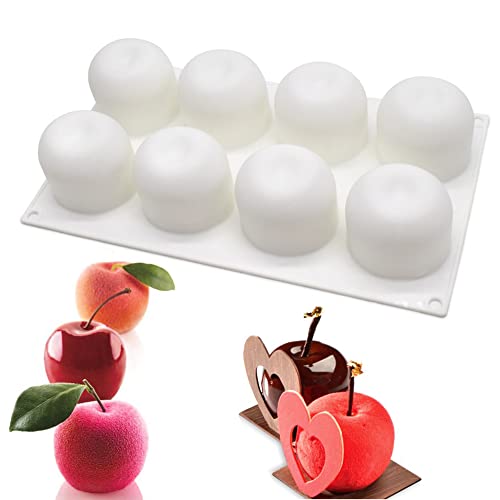 Moules à pommes 3D moule en silicone Moule à gâteau en silicone avec 8 cavités Jelly Pudding Jelly Muffin Cupcake Moules à Chocolat Pour la cuisson du...