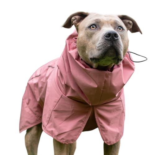 Spark Paws Dog Raincoat, Waterproof Windproof Rain Jacket, for Small Medium Large Extra Large Dogs, Reflective Breathable Full-Body Coverage Dry Suit - Sea Pink, 2XL