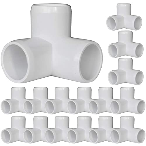 Image of 3 way pipe fittings, Easy To Connect Impact Resistant Stable UPVC Tee Connector 1 /2 inch Inner Diameter for Furniture Installation for Tent Connection (16pc)