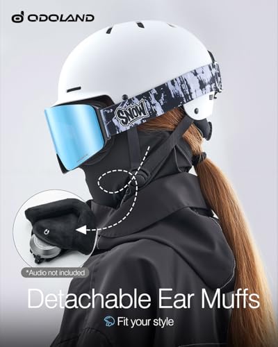 Odoland Casco de Esquí y Snowboard para Hombres Mujers, Casco de Seguridad Deportes con Ventilación y Orejeras Desmontable para Esquiar Snowboard, Blanco - imagen 3