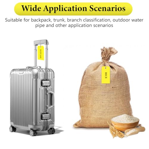 Flintronic 100 Stück Wasserdichte Versandetiketten aus Kunststoff, Beschreibbare Hängeetiketten, Wiederverwendbar Versandanhänger, zum Beschriften und Identifizieren, für Schlüssel,Gepäck(Gelb)