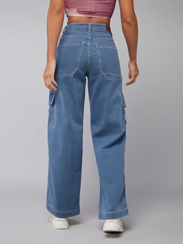 Image of Dolce Crudo Women's Wide Leg High-Rise Clean-Look Jean's
