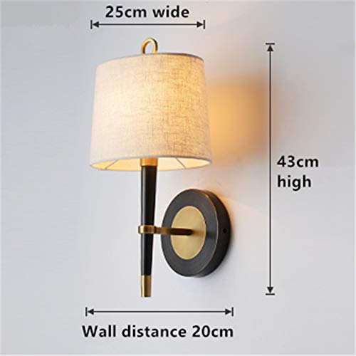 Wall Lights Indoor Retro Simple Nordic American Single Head E27 Bedside Lighting Art Design Oblate Fabric Shade Full Brass Wall Lamp for Living Room Bedroom Corridor steampunk buy now online