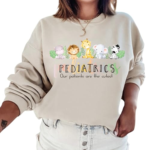 Pediatrics Sweatshirt - Cute Peds Animals Squad Nurse Long Sleeve - Nursing ER Pedia Nursing School Gifts