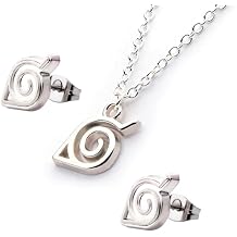 Naruto Leaf Necklace & Earrings Set, Base Metal, No Gems