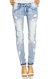  BE STYLED Damenjeans, Skinny Hüftjeans Röhrenjeans – Destroyed Hosen j17p 40/L
