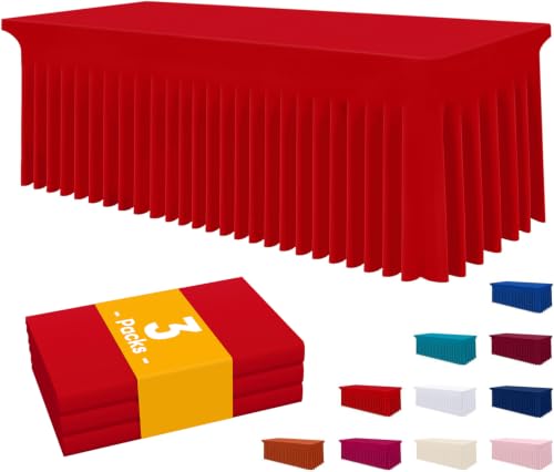 Image of Smiry 3 Pack Spandex Elastic Fitted Table Cloth Skirt for 6FT Table