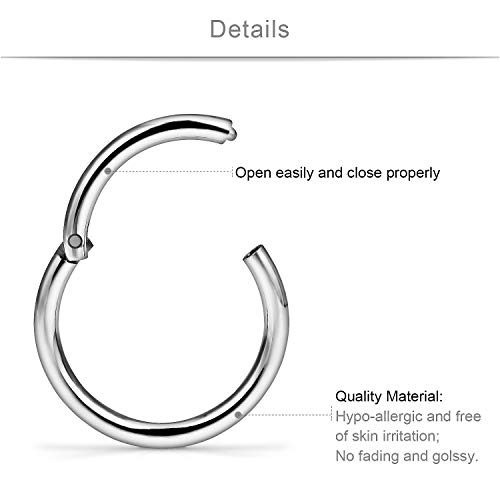 SCERRING 3-10PCS 16G Stainless Steel Hinged Clicker Segment Septum Nose Lip Ring Hoop Cartilage Tragus Sleeper Earrings Body Piercing Jewelry 8mm 10mm 12mm 14mm 16mm2
