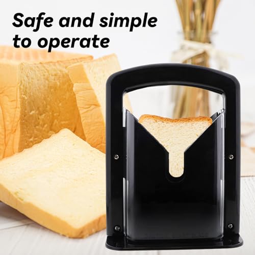 Bagel Slicer, Perfect for Bagels, Safe Grip, Safety Shield, Bagel Cutter Stainless Steel, Universal Slicer (Black) by XPAPOV - Image 4