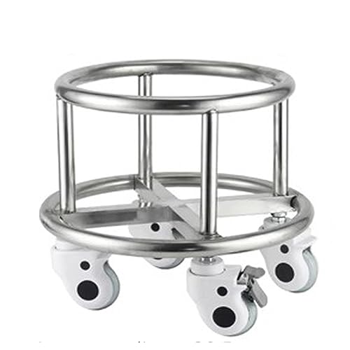 Zfmnoyev Thickened Stainless Steel Bucket Rack, Insulated Bucket Mobile Rack, Soup Pot Rack Mobile Cart, Milk Bucket Rack, Mobile Sanitary Bucket Rack (Color : Silver-B, Size : 38.5x33.5cm)