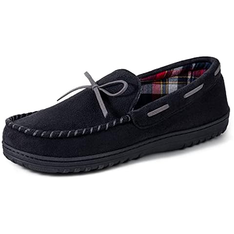 RockDove Men's Jacob Flannel Lined Moccasin, Size 11 UK Men, Black/Grey Cover