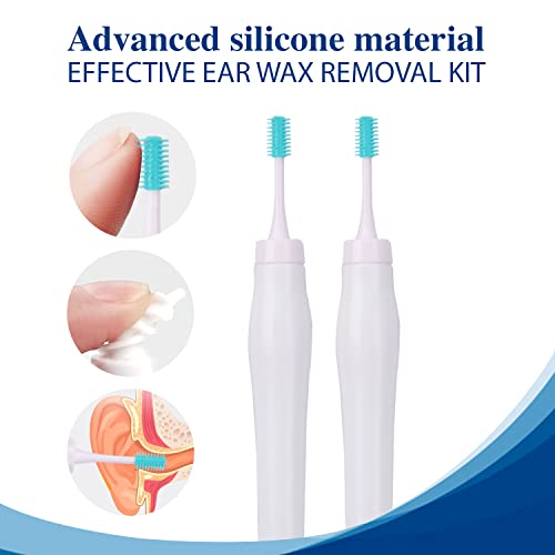 Earwax Remover Soft Silicone Ear Cleaning Tool Earwax Removal Tool With 4 Brush Head And 4 Q Grips Tips + 4Pcs Metal Ear Picker Set, Safe And Effective To Remove Ear Wax For Adults #TOP3