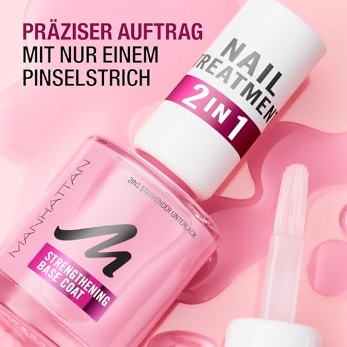 Manhattan Nail Treatment 2in1 Strengthening Base Coat, transparenter Nagellack zur Kräftigung der Nägel, 12 ml