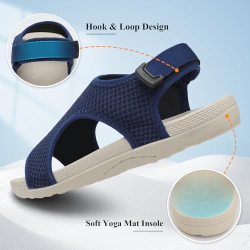 XIHALOOK Womens Orthopedic Walking Sandals with Adjustable Hooks Open Toe Sports Sandals Breathable Knit Summer Shoes3