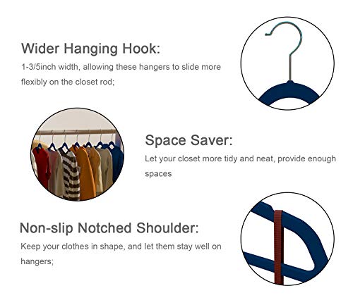 Tqvai 30 Pack Kid Velvet Clothes Hangers Non Slip Space Saver, Navy Blue #TOP5