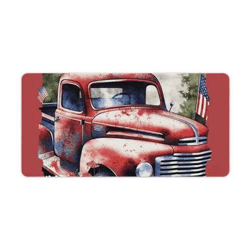 Tapis de souris patriotique vieux camion rouge pour le bureau et la maison