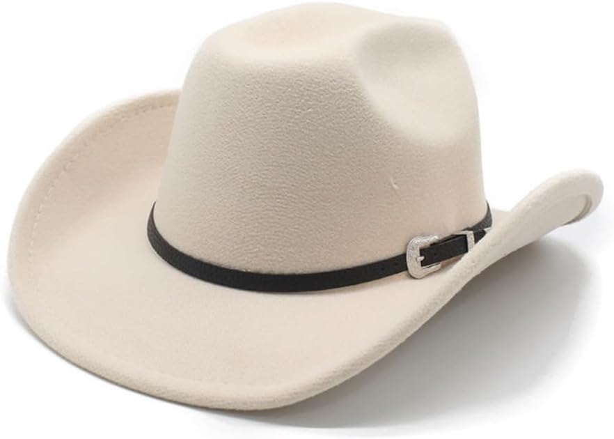 Western Cowboy Hat, Brown Felt, Silver Buckle Band, Wide Brim