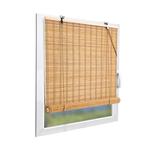 X1NGFU Persianas Enrollables de Bambú para Exterior,Natural Estores de Bambú para Ventanas,Persiana Enrollable Romanas,Cortina de Bambú Opaca,Transpirable,Personalizable,Ancho X Alto (80cm x 230cm)