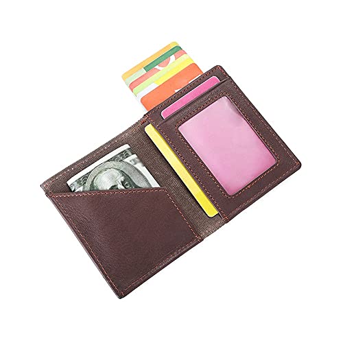 Bgdajrhaha Carteiras de couro para homens, carteiras masculinas de couro legítimo com costura de lon