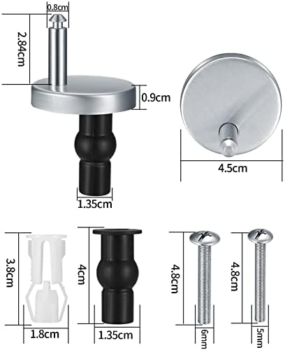 6PCS Toilet Seat Hinge Fittings Blind Hole Fixings Expanding Rubber Screws, WC Toilet Seat Top Fittings and Fixtures Replacement