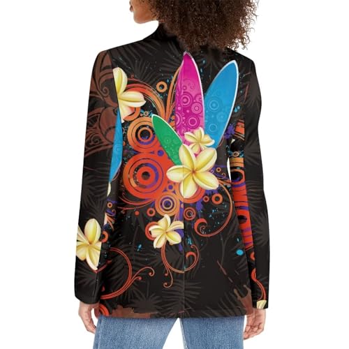 Tongan Puletasi Samoa Ptaha Plumeria Flower Elegant Lady Office Casual Plus Size Long Suit Jacket for Women Blazers3