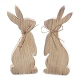 Logbuch-Verlag Osterhasen Paar Natur braun aus Holz - 2 Hasen Figuren zum Hinstellen - Holzhasen Osterdeko 25 cm