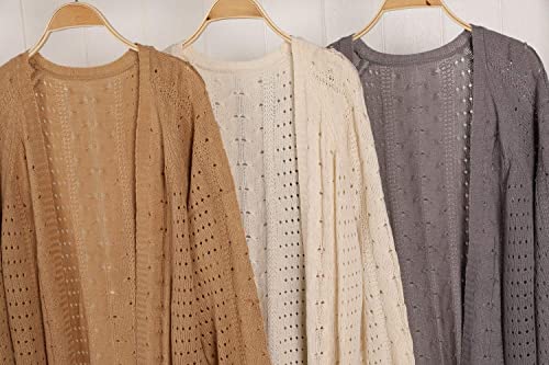 Cardigan For Women 2023 Lightweight Knit Open Front Hollow Out Crochet Tassel Kimonos Long Sleeve Fall Loose Sweater Cover Up White #TOP5