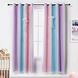 Hughapy Purple Curtains for Girls Bedroom Kids Curtains Girls Curtains Star Curtains Princess Room Decor for Daughter Bedroom Window