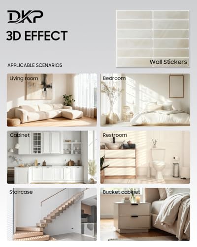 DKP 20 Sheets Thicker Design Premium Peel and Stick Wall Panels and Backsplash, Peel and Stick Ceiling Tiles Sheets for Kitchen, Bathroom, Fireplace, and Ceiling (Beige Gray-20) - Thumbnail 4