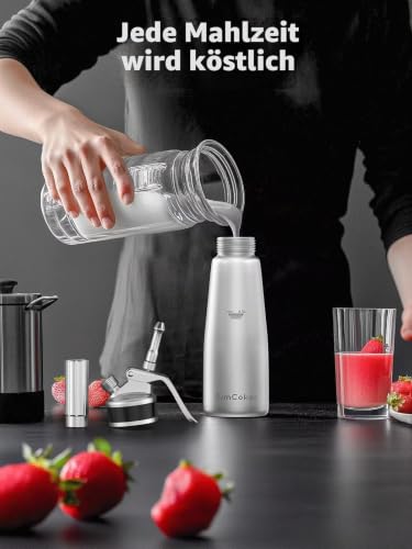 Foto von SimCoker Sahnespender 500 ml aus Aluminium, 3 Tüllen, Silber