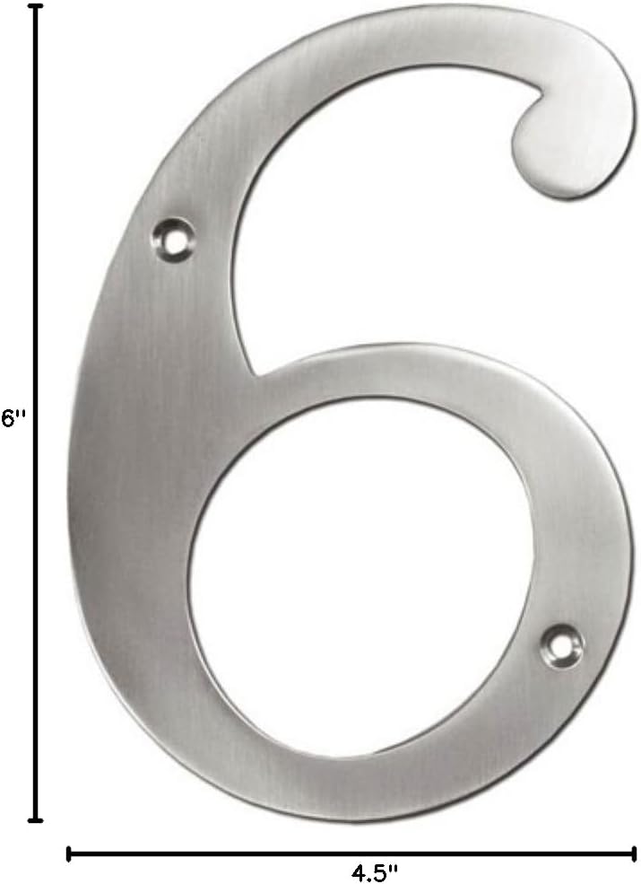 Deltana RN6-6U15 Solid Brass 6-Inch House Number 6 Board