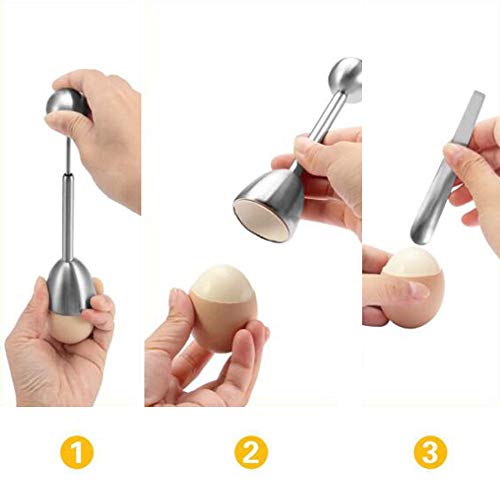 ROARINGWILD Egg Topper Set Stainless Steel Egg Shell Separator Remover Egg Opener Egg Cups and Spoon