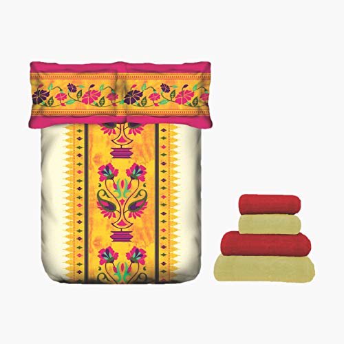 Portico New York Cotton Bedding and Towel Combo Set (Set of 7, Pink