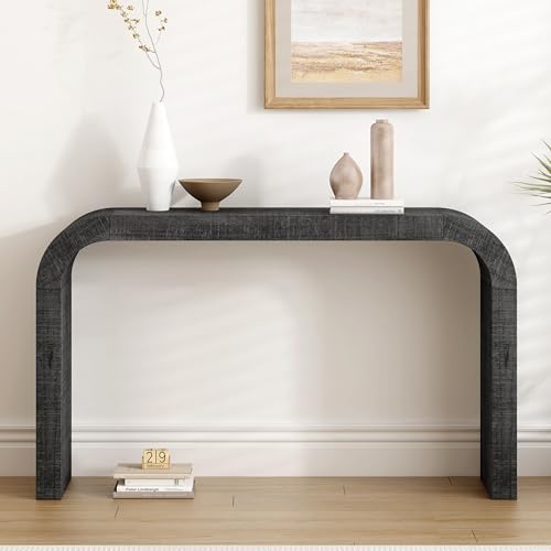 Modern 52" Curved Console Table for Living Room, Narrow Curved So...