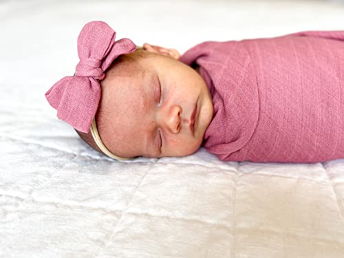 Image of BWD Baby Swaddle Blanket - Ultra-Soft Bamboo Viscose & Organic Cotton Muslin - Lightweight, Breathable, Stretchy - Newborn Essential 47 inch (Rosewood)