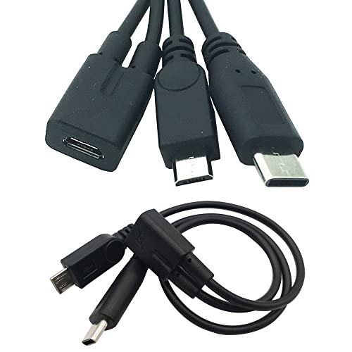 ^CvCP[u Micro USBX to USB-C 3.1+Micro USBIXϊA_v^ P[u f[^](ő5Gps) USB Type-C@Ή ϊ  RlN^ 15CM-30CM
