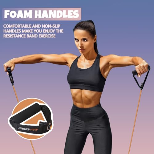 RitFit Single Resistance Exercise Band with Comfortable Handles - Ideal for Physical Therapy, Strength Training, Muscle Toning - Foam Padding Door Anchor and Starter Guide Included - Image 5
