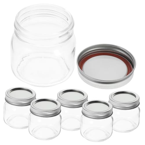 UKCOCO 6 Piezas tarro de ensalada de frutas tarros de cristal con tapas pequeños tarros de albañil con tapas frascos para avena durante la noche Vidrio Transparent
