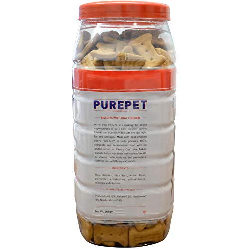 Image of Purepet Chicken and Vegetable Adult Dry Dog Food - 20kg & All Life Stages Chicken Flavour, Real Chicken Biscuit,Dog Treats- Jar, 905g